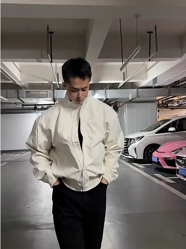 

Мужская демисезонная куртка-бомбер в американском стиле с воротником-стойкой, износостойкая рабочая одежда, бейсбольная куртка, укороченное широкое пальто