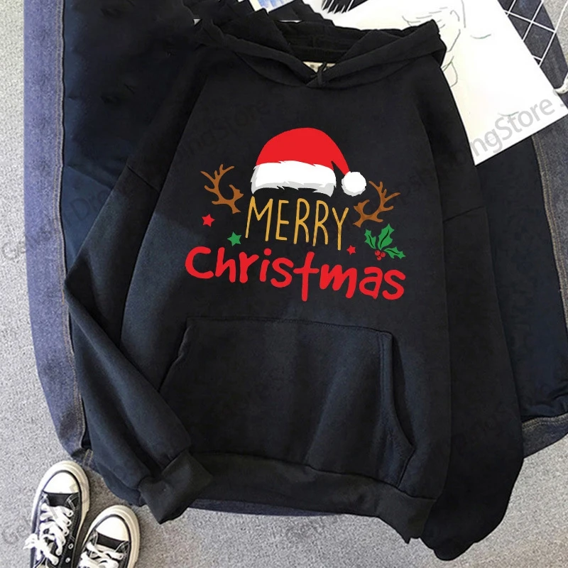 Christmas Hat Print Hoodies Men Women Fashion Christmas Hoodies Hip Hop Hoodies Sweatshirts Men's Clothing Santa Claus Sweats