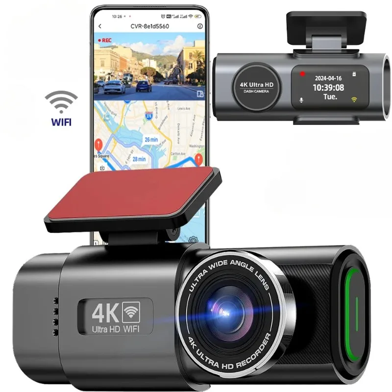 

Black Box Time Data Display Car Camera Dash Cam Dvr G-Sensor Dashcam 170° Wide Angle 4K Motion Detection APP Control with WiFi