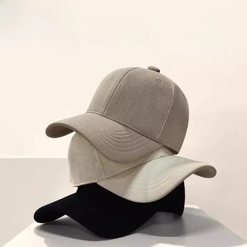 Unisex Pure Color Hard Top Baseball Cap Spring Autumn Simple Sun Protection Hat Korean Sle Face Slimming Duckbill Cap