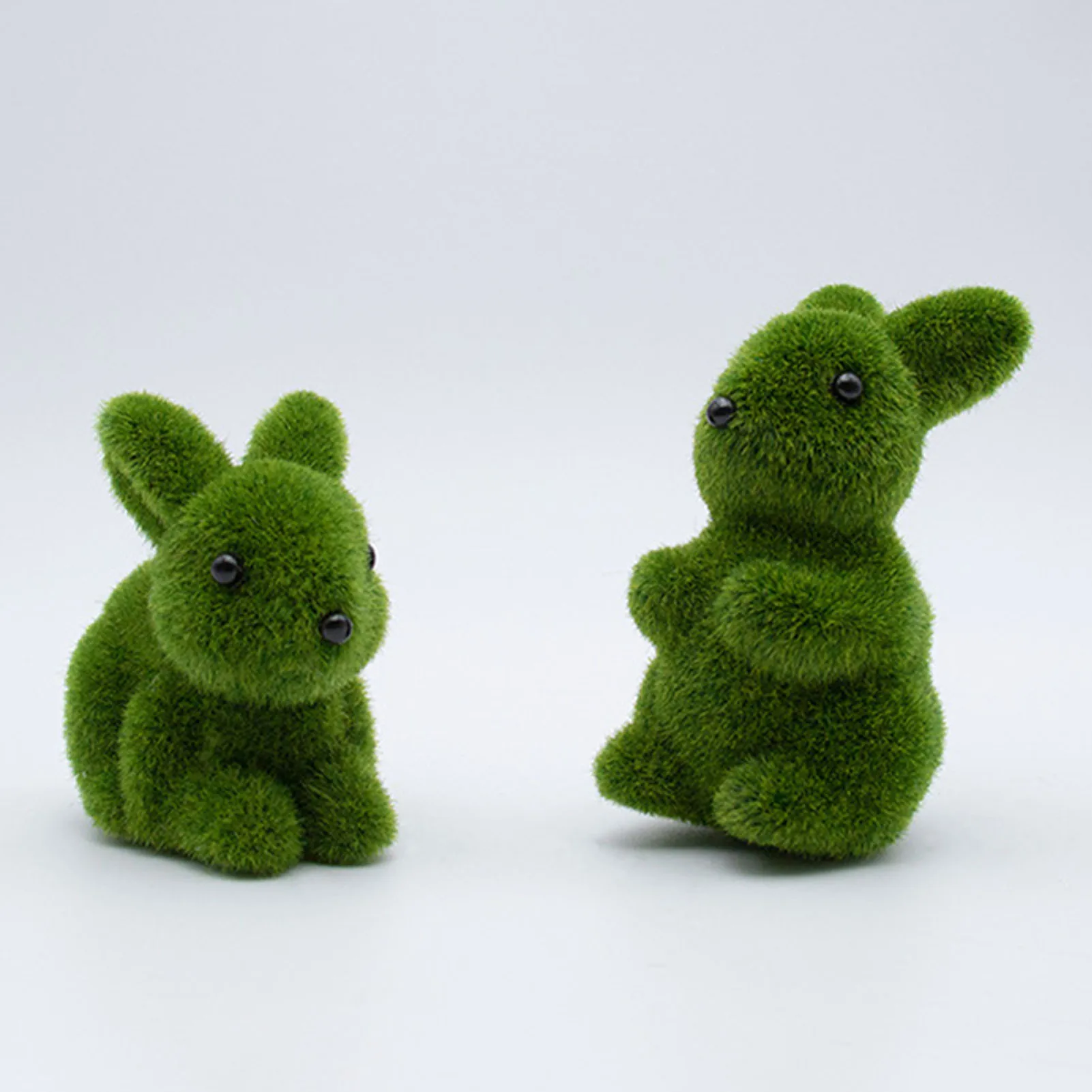 Resin Mossy Bunny Animal Toy Handmade Lovely Rabbit with Realistic Fluff for Themed Party Accessories B88