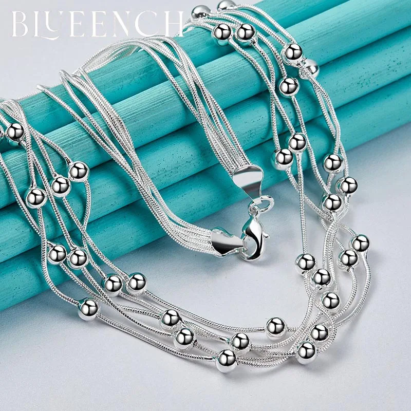 Blueench – collier multi-chaînes en argent Sterling 925 pour femme, bijoux Glamour à la mode, motif serpent, boule brillante, demande en mariage