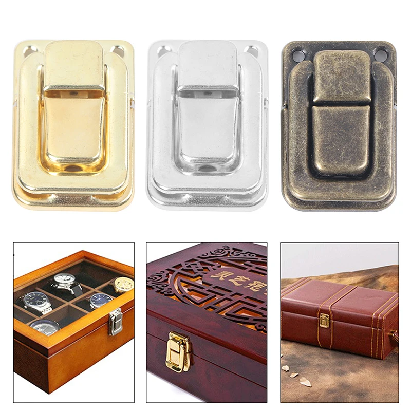 Vintage Metal Hardware Furniture Wooden Box Leather Bag Hardware Decorative Latch Clasps Lock Padlock Hasp With Screws