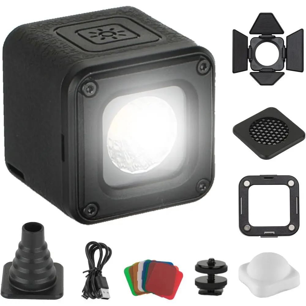 

RM01 Mini LED Video Light Waterproo Portable Lighting Kit with 8 Color ilters, Dimmable ill Photography Light 5600K CRI95, Lume