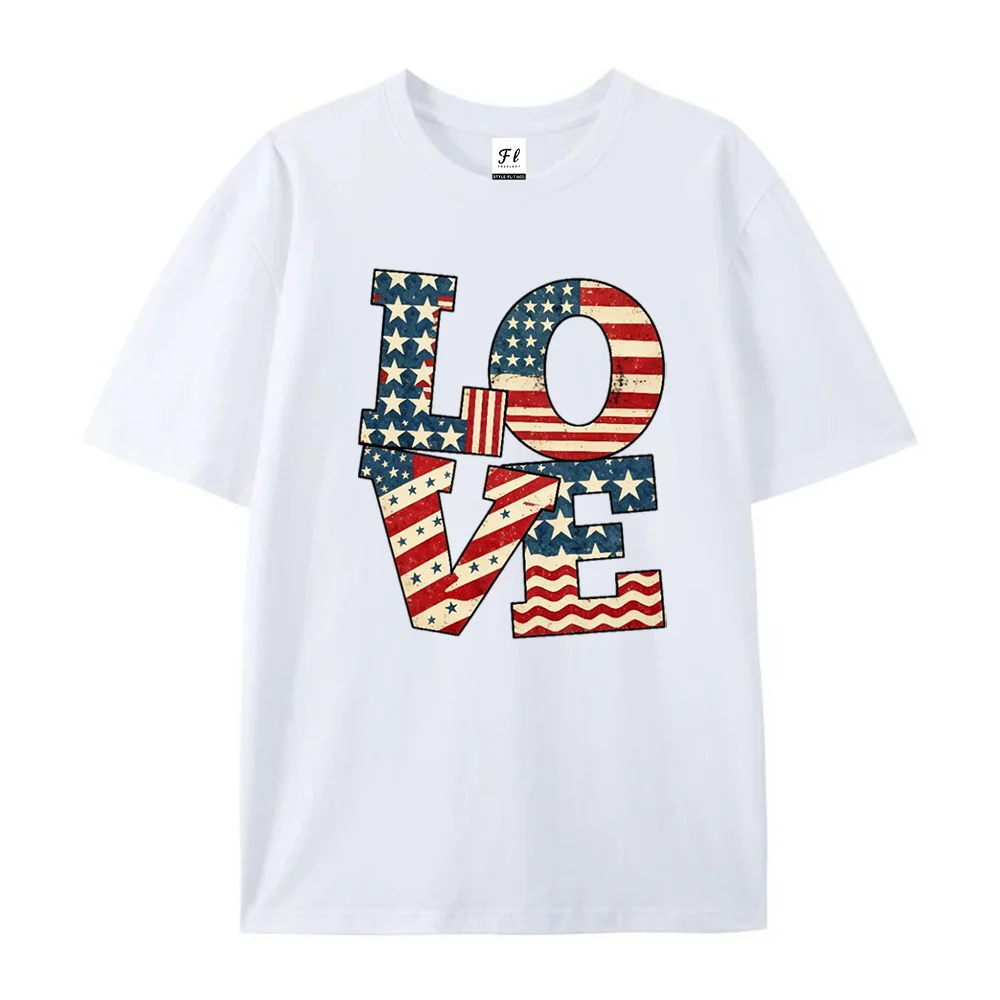Love America Shirt USA Flag Love T-Shirt 4th Of July Love Sweatshirt Patriotic Hoodie USA Shirt Fashion Patriotic Graphic Tee