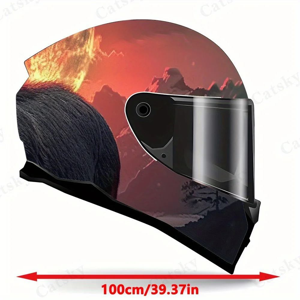 Full Face Fire Pig Helmet Sticker - Waterproof PVC Material, Motorcycle Racing Helmet Cool Sticker, The First Choice for Equipme
