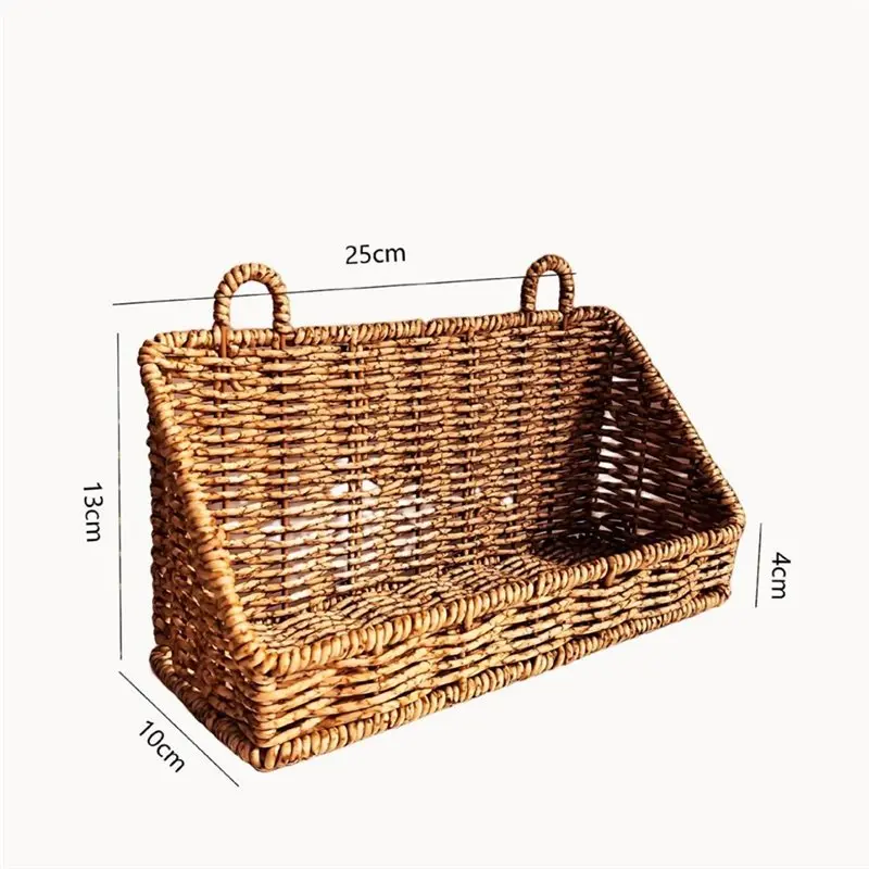 A02F-Woven Plastic For Kitchen, Bathroom Counter,Cabinet Door Wall Mount 2 Pack Wicker Hanging Baskets-Storage