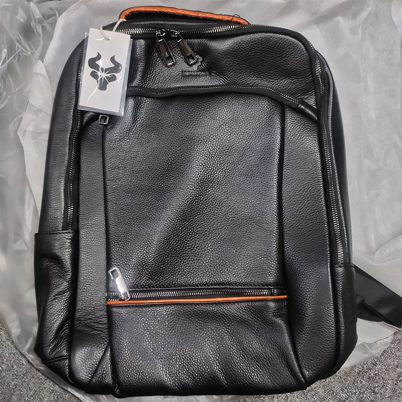 

Рюкзак для ноутбука из натуральной кожи, мужская сумка для компьютера, 14-дюймовый ноутбук, деловая сумка большой вместимости для мальчика