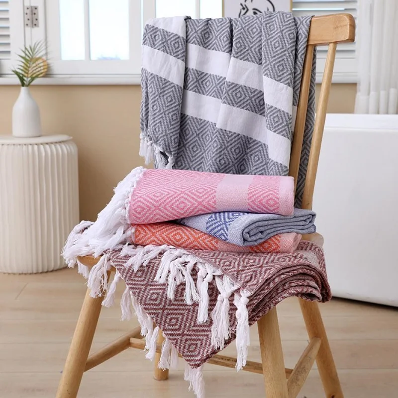 1pcs Cotton Woven Towel Soft Shower Bath Towel Quick Dry Swim Bath Mat Beach Towel Travel Blanket 39.37*70.87inch