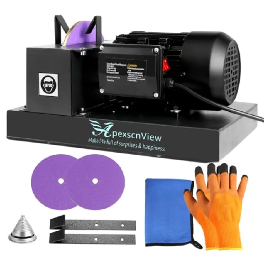 

Lawn Mower Blade Sharpener 1HP 750W Lawn Mower Blade Grinder with 9 in Ceramic Wheel Flat Blades Sharpens High/Low Lift Adjusta