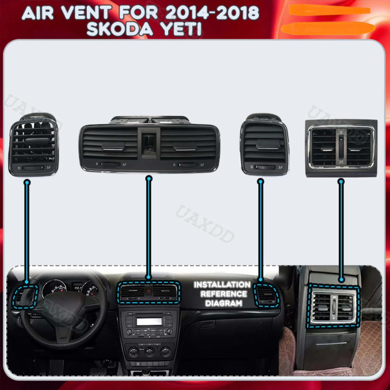 2014-2018年式シュコダ-イエティ用-自動車エアコンキット-hvacノズルベント-エアコン組立部品-グリルアウトレット装置