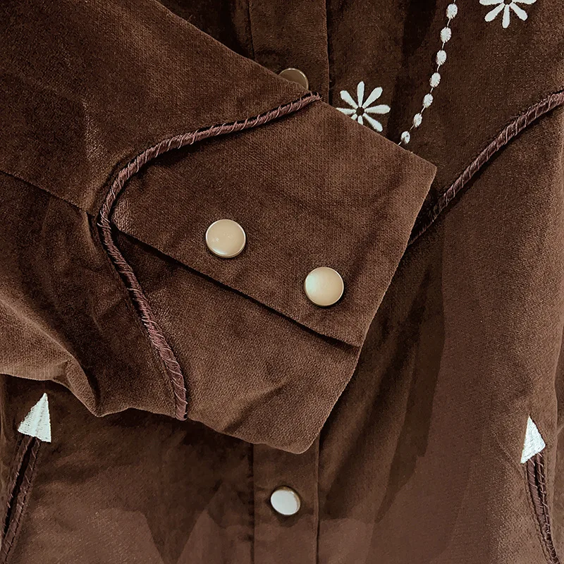 【Gift Free】Korean Niche 2025 Autumn Winter Fashion Embroidered Floral Western Style Collar Low-Maintenance Flight Jacket