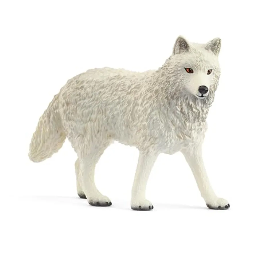 Wild Life - 3" Arctic Wolf Toy Figurine. Realistic Hand-Painted Hard Animal Toys for Boys and Girls. Durable Educational Wolf F