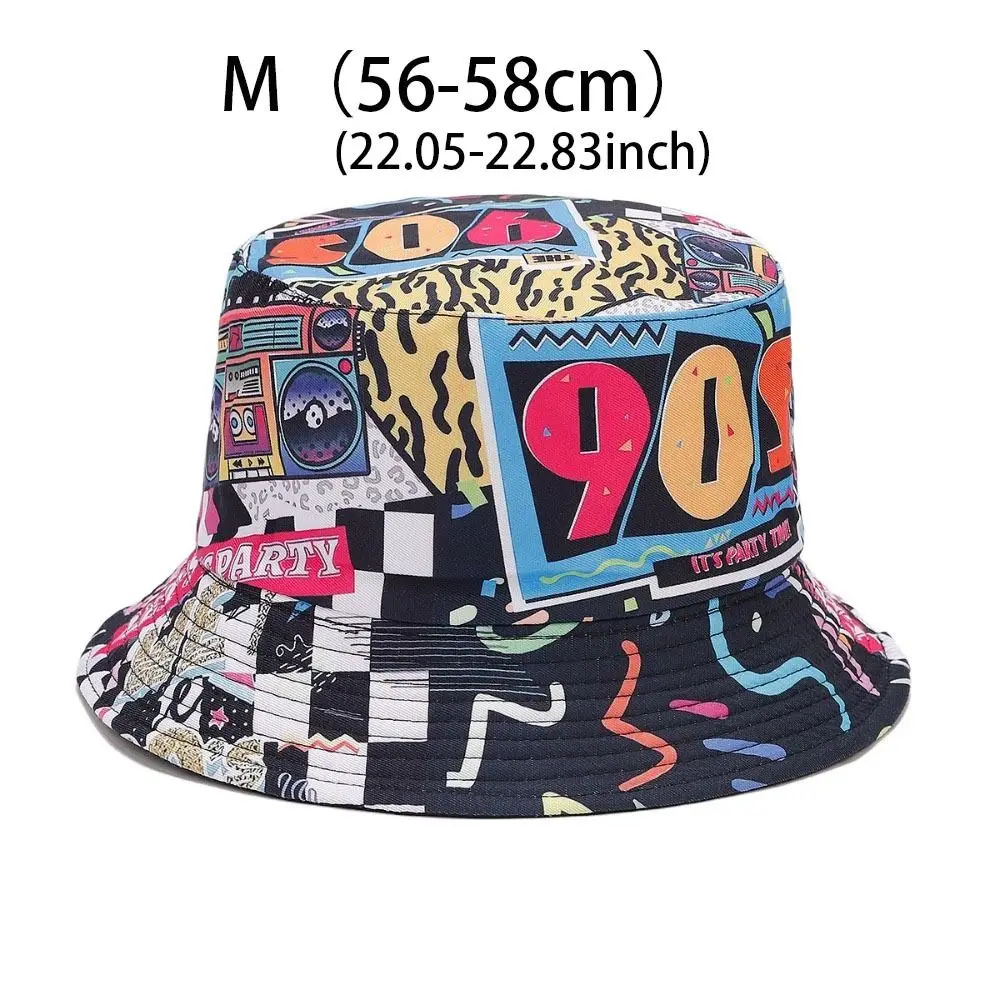 جديد 80s 90s قبعة الصيد الملونة تنفس الشمس قبعة واقية مزدوجة الجانب الهيب هوب نمط طباعة قبعة الصيف