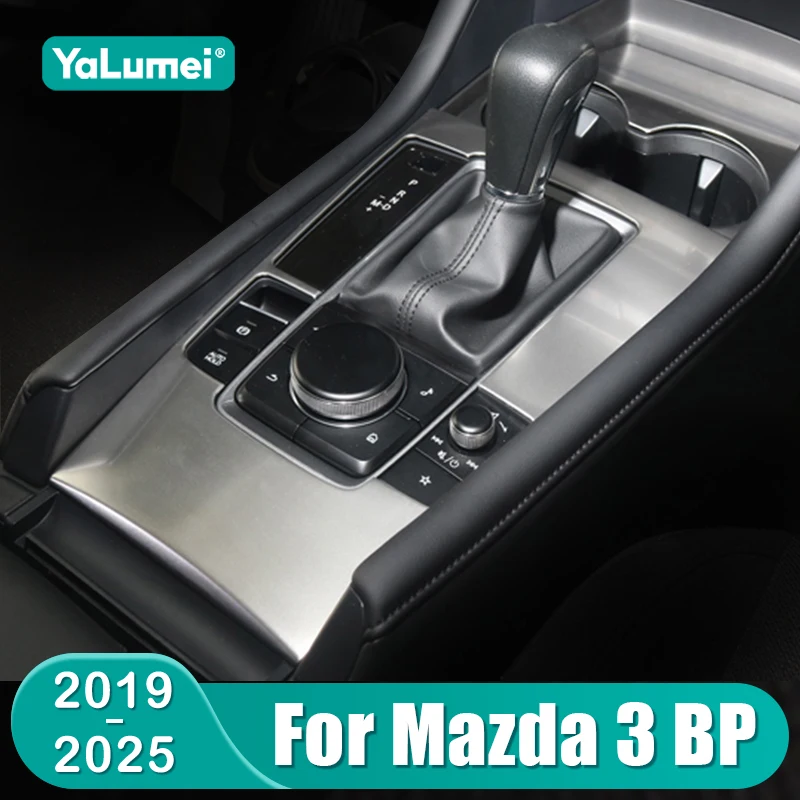 For Mazda 3 BP 2019 2020 2021 2022 2023 2024 2025 Car Central Console Gear Shift Panel Trim Cover Water Cup Frame Accessories