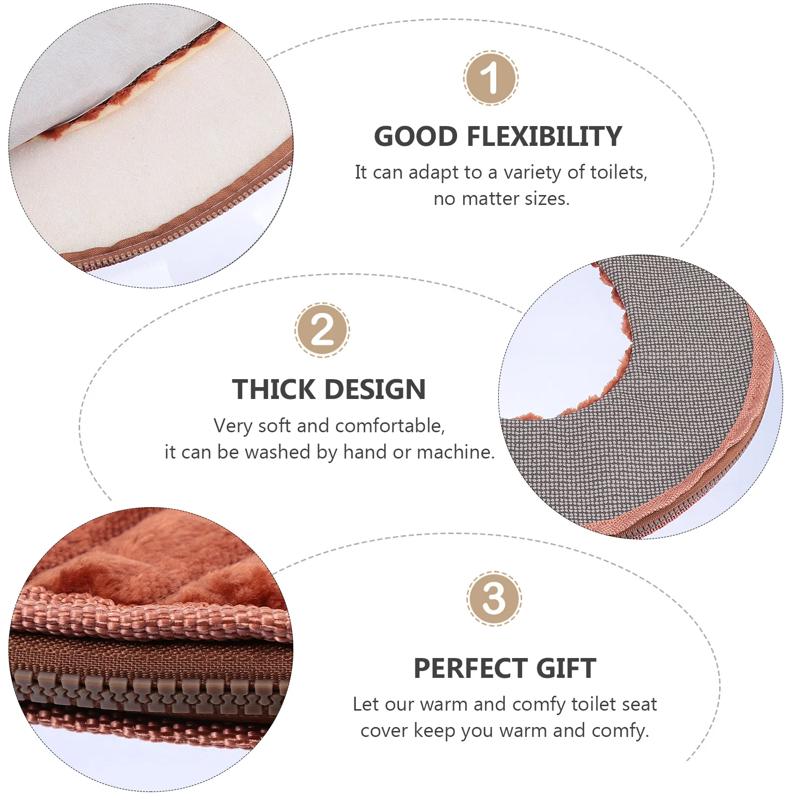 

1Pcs Toilet Seat Cover Cushion Zipper Design Fashionable Easy Install Long Life Zipper Toilet Seat Cover