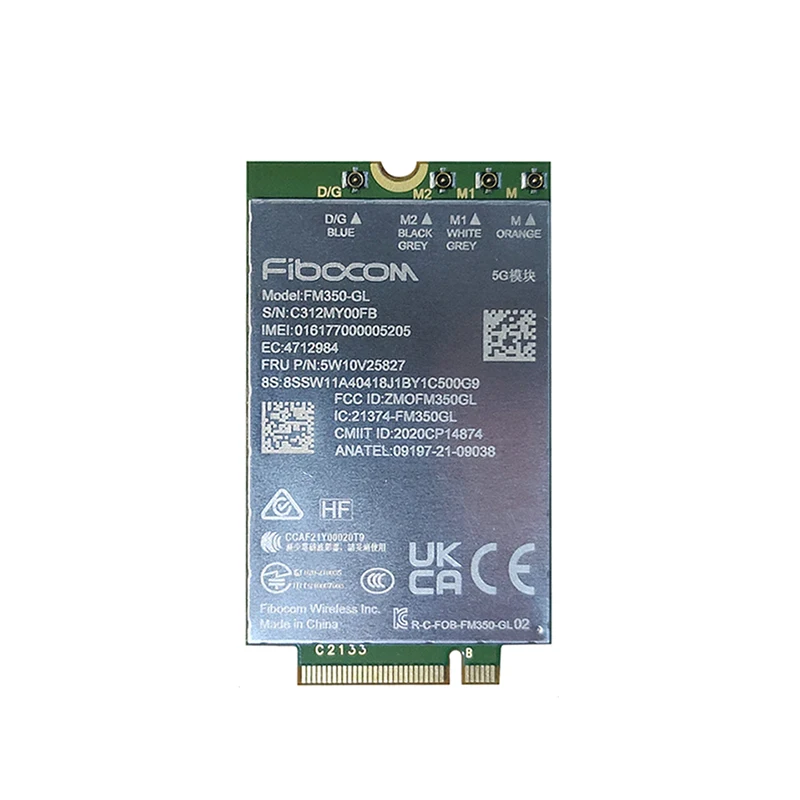 Imagem -02 - Fibocom Fm350-gl 5w10v25832 5g M.2 Módulo Wann Adaptador para Thinkpad p1 Gen5 X13 Gen3 x1 Carbono 10 ° Yoga ° Laptop Mtk T7000