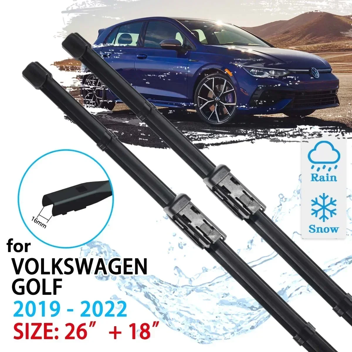 For Volkswagen Golf MK8 Variant R-Line GTE GTD GTI R 2019 2020 2021 2022 Windscreen Windshield Accessories Car Front Wiper Blade