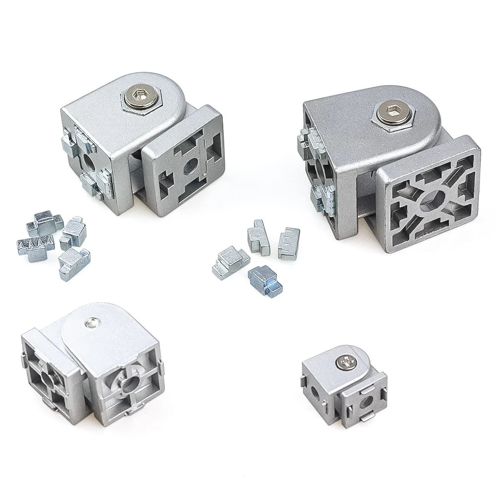 2020 3030 4040 4545 Cast Aluminum Living Hinge Aluminum Profile Fittings Right Angle Flexible Pivot Joint Connector