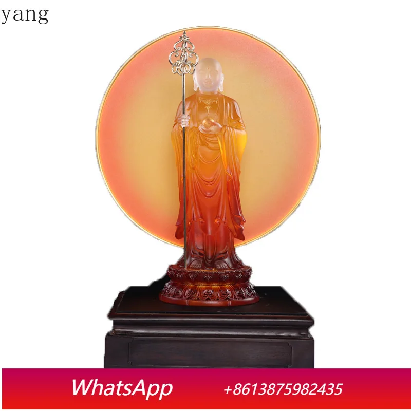 

CX ancient dewaxing glazed Jizang King Bodhisattva gradual change standing home offering ornament