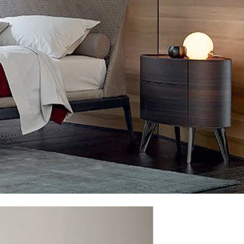 

Italian Bedside Table Solid Wood Creative Elliptical Simple Night Stand for Bedroom Nightstand Storage Cabinet Bedroom Furniture