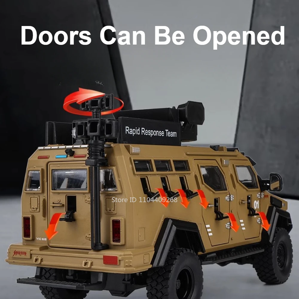 스케일 1:24 Sabertooth 자동차 모델 장난감 문 열림 금속 다이캐스트 충격 흡수 장갑차 데스크탑 장식품