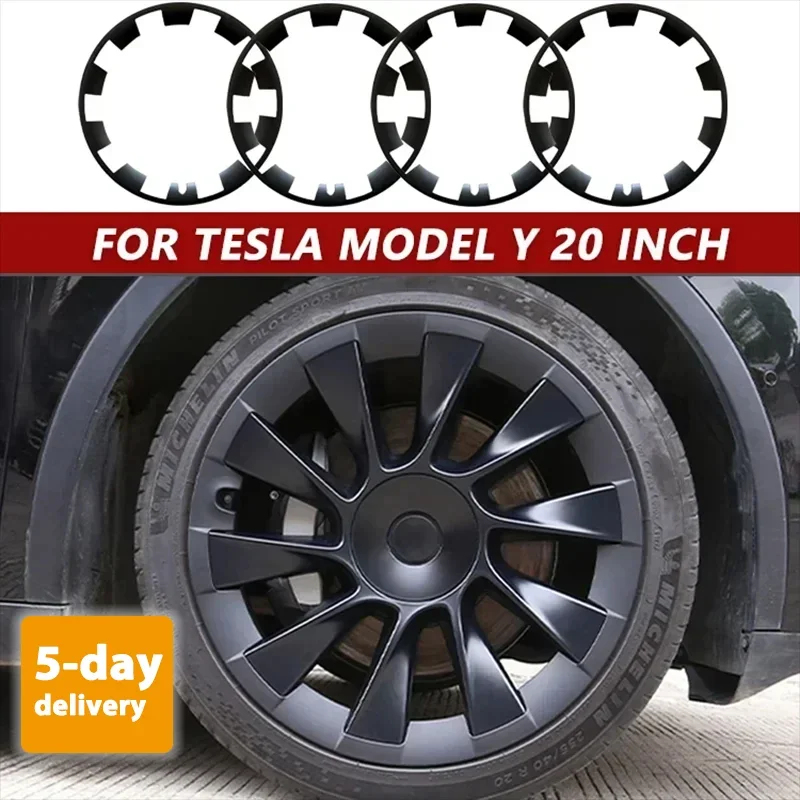 4PCS For Tesla Model Y 20 Inch Hub Cap Patch Wheel Performance Replacement Wheel Cap Full Rim Cover Accessories HubCap 2018-2023