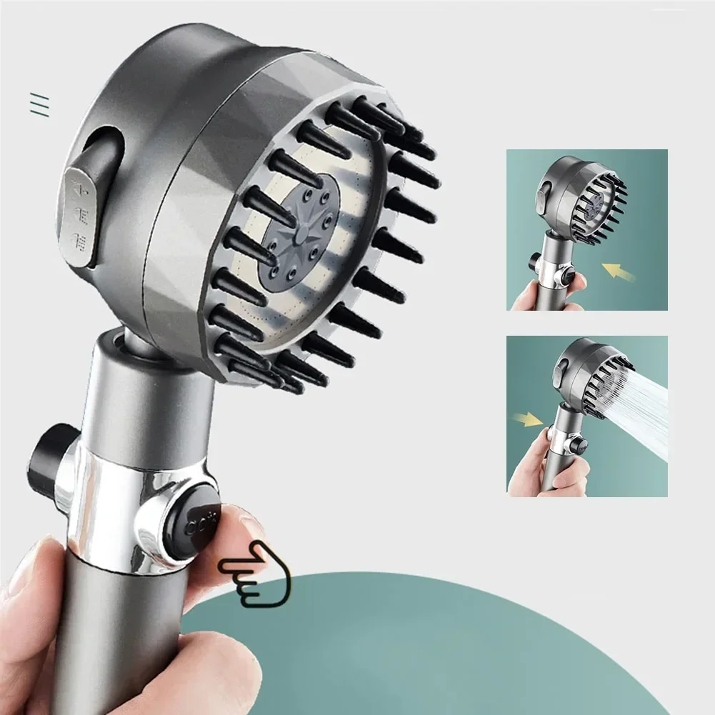 4 In 1 High-pressure Shower Head 3mode Adjustable Spray With Massage Brush Filter Rain Shower Faucet Bathroom Accessories