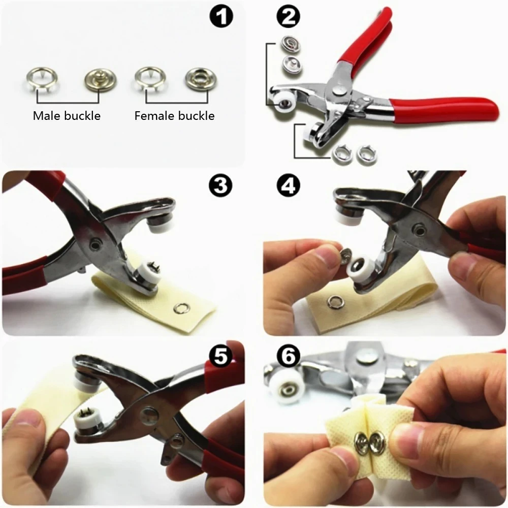 9.5mm Snap Button Pliers Kit with Metal Prong Rings Fastener Rivets for DIY Sewing Clothing Leather Craft Repair Tool DIY Use - view 4