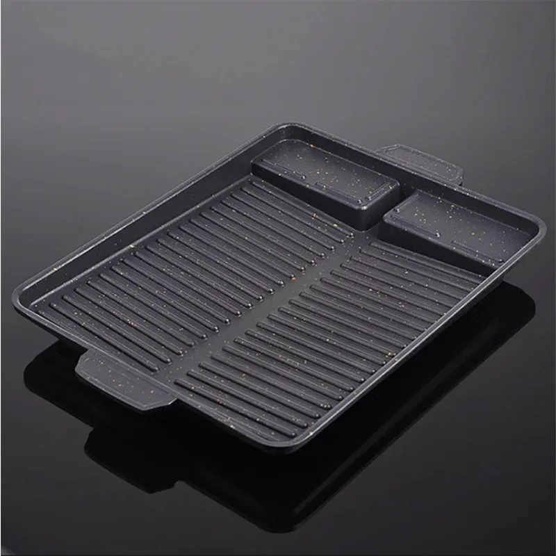 

BBQ Grill Pan Plate 32 X 26cm Portable Non-Stick Coating Butane Gas Stove Cooker Plate Rectangle Korean Barbecue Plate