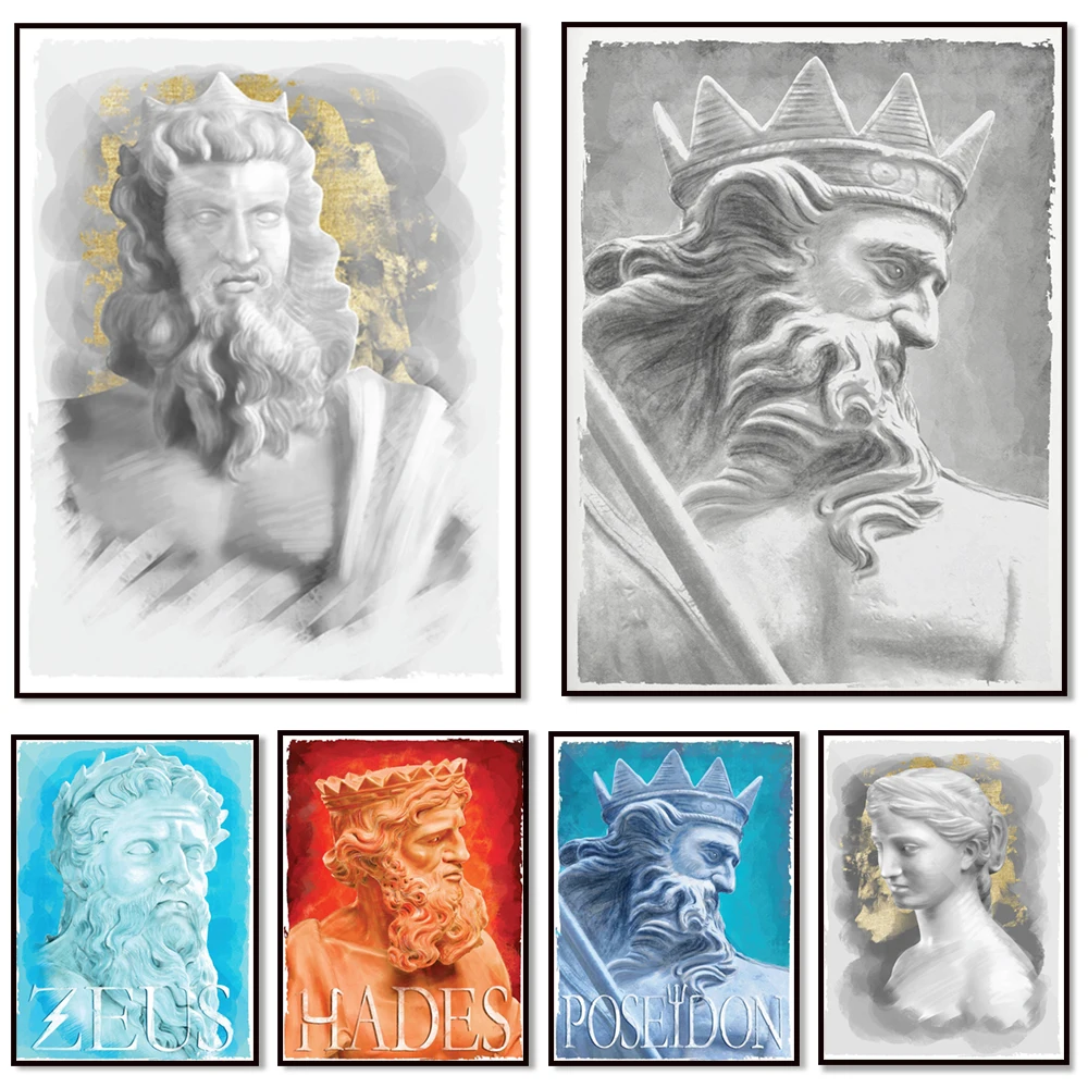pluto and persephone poster, neptune, king of the underworld, death, god jupiter, king of the gods, greek mythology poster