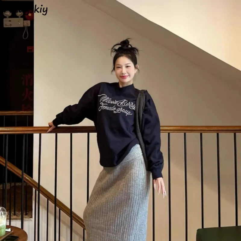 

Женские толстовки, осенняя уличная одежда, мешковатая распродажа, повседневная универсальная повседневная одежда с буквенным принтом, корейский стильный шикарный Винтажный стиль