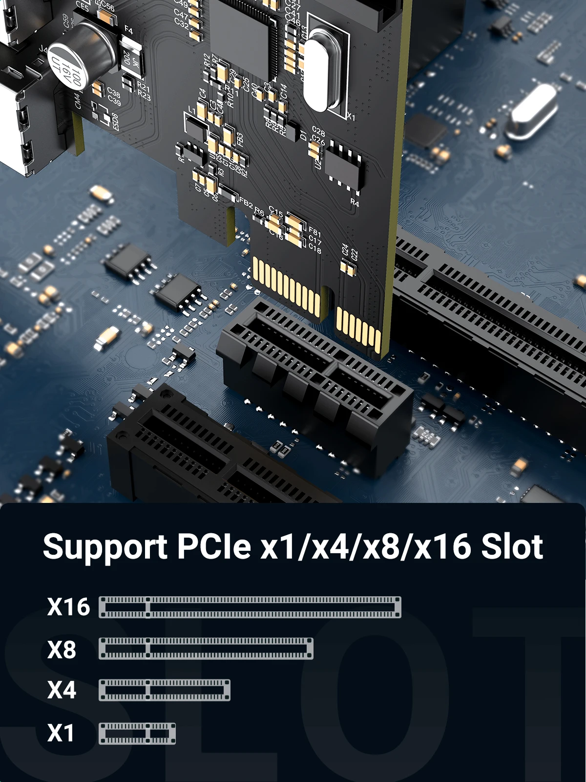 UGREEN USB 3.0 PCIe Card 5Gbps USB 3.0 PCIe Expansion Card 4 Ports PCIe to USB Adapter with 15-pin SATA Power Connector