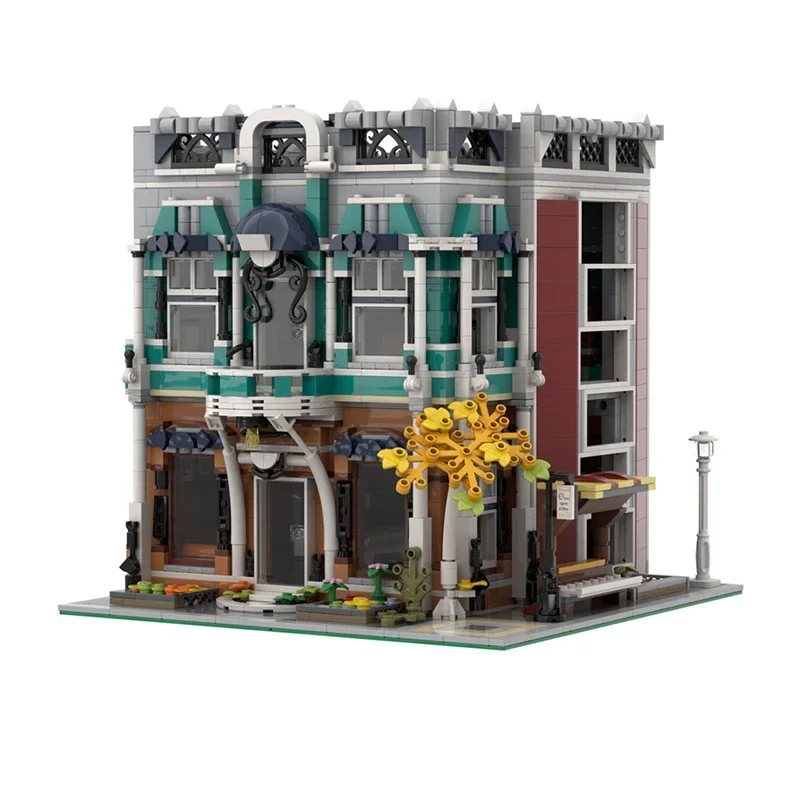 City Street View Model MOC Building Bricks Cafe Beverage Leisure Modular Technology Gifts Holiday Assemble Children Toys Suit