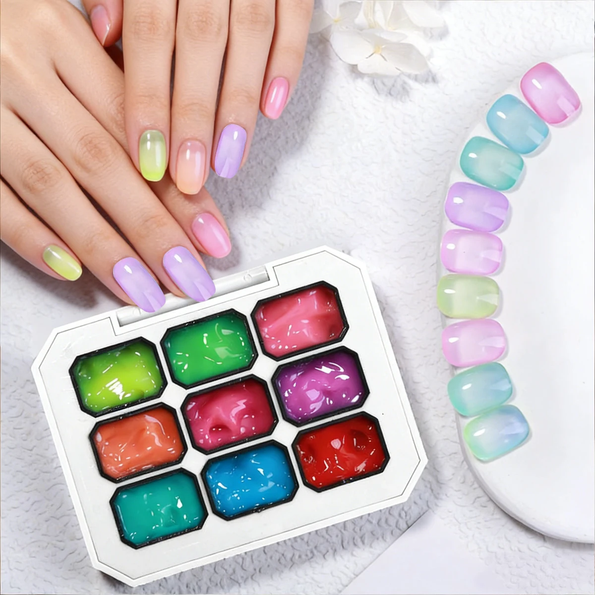 1pc Solid nail polish glue patting gel rainbow colorful long lasting  nail salon diy Y2K