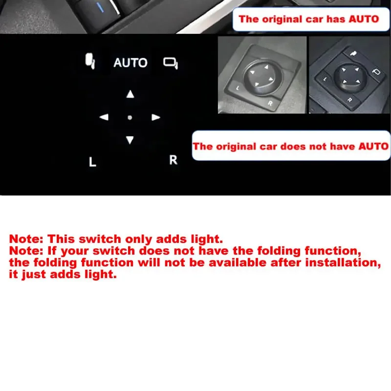 

AADD-Car rearview mirror automatic folding switch LED light white and ice blue For Toyota RAV4 Crown Lexus Rear-view mirror swit