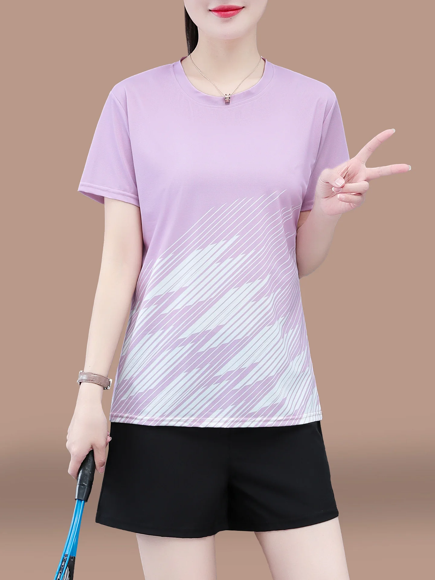 

Qui Dry ort Sve orts Set Women's 2026 New Summer Faion Mommy Workout Running Sports Wear Two Piece Suit