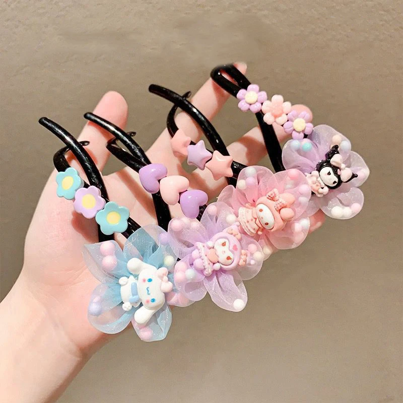 Sanrio-Pinzas para el pelo antideslizantes de dibujos animados para mujer y niña, accesorios Kawaii para el cabello, Clip de tiburón con flores bonitas, regalos exquisitos