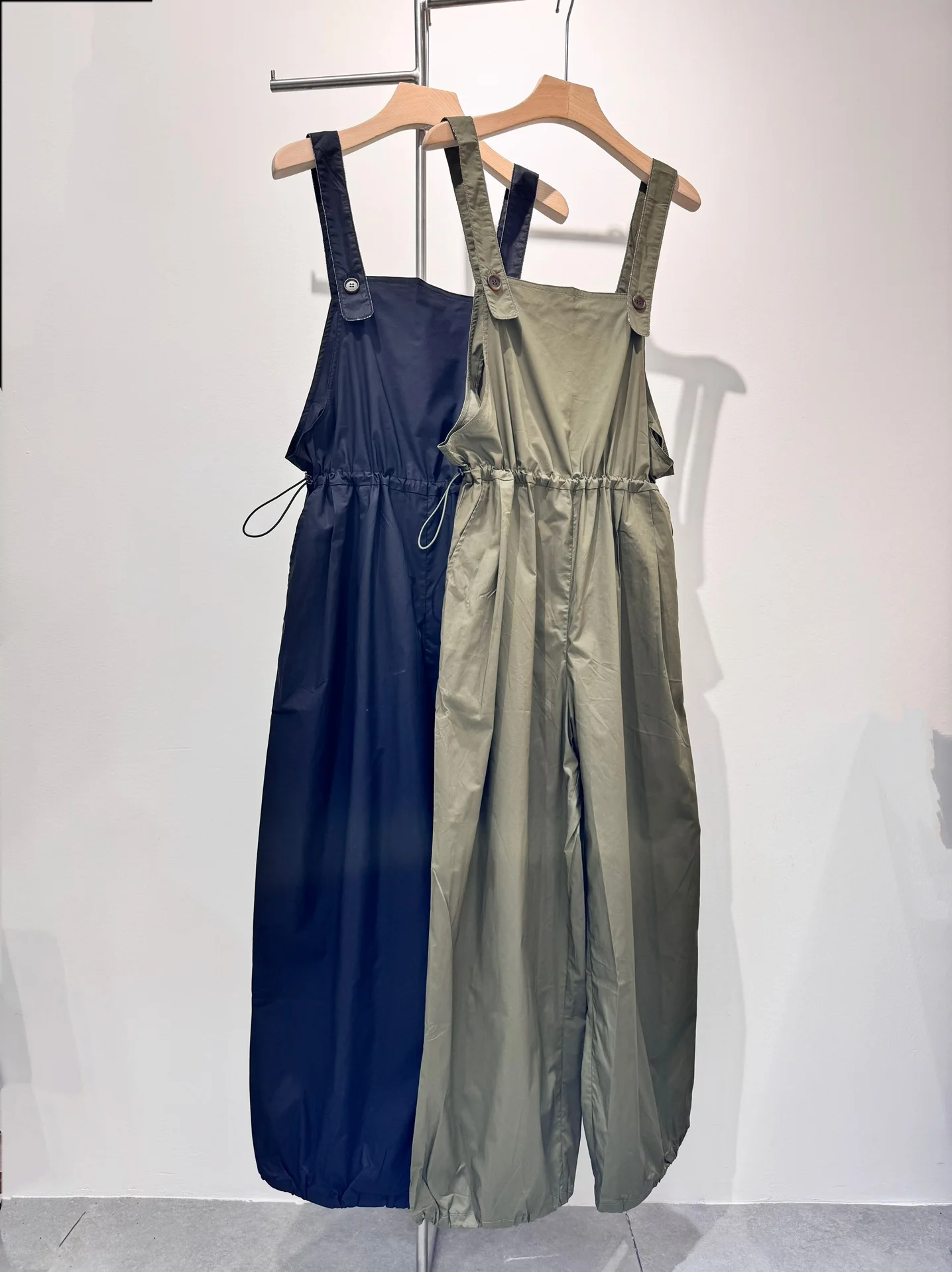 High-End Suspenders for Women, Beaded Wide-Leg Pure Cotton Jumpsuit, Summer Casual Workwear Jumpsuit, Slimming Fashion