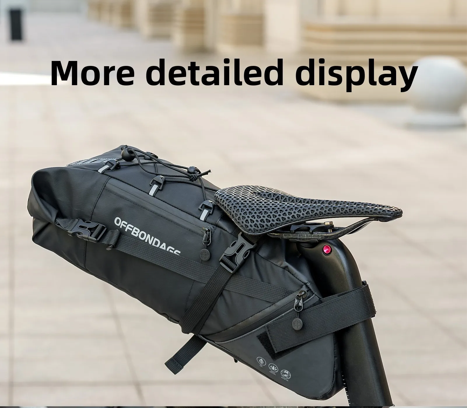 OFFBONDAGE Fahrrad-Satteltasche, wasserdicht, 15 l, großes Fassungsvermögen, Fahrradtasche, Radfahren, Hecktasche, MTB, faltbare Hecktasche, Fahrrad-Straßengepäck – Detail 10