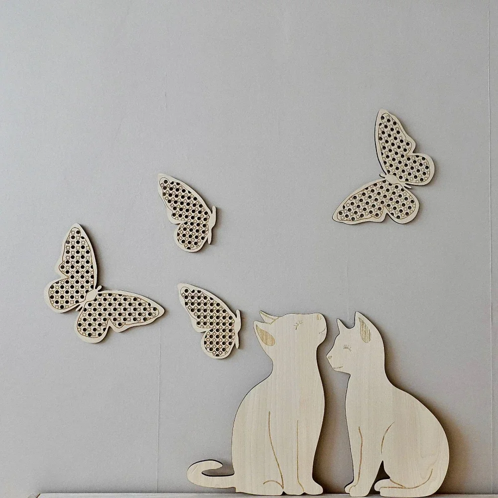 Wooden Brand Butterfly Wall Decoration Weaving Children\'s Room Wall Paste Decoration Kids Room Wood Wall Sticker