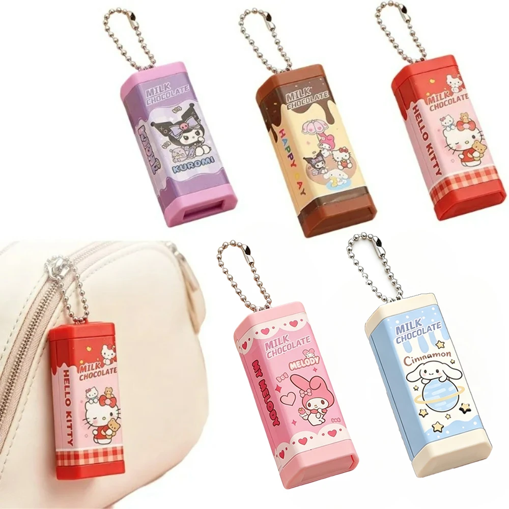 Juguete Antiestrés de Chocolate de Simulación Hello Kitty Kuromi, Juguete Flexible para Aliviar el Estrés, Lindo Llavero Colgante, Regalo Creativo Novedoso