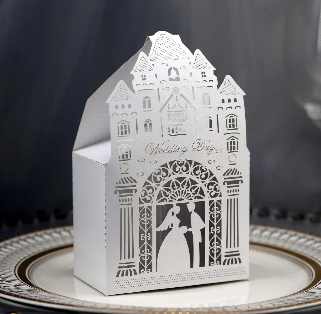 10/20pcs Wedding Church Candy Box Laser Hollow Window Paper Box Chocolate Biscuit Box Festival Birthday Party Boy Girl Gift Box