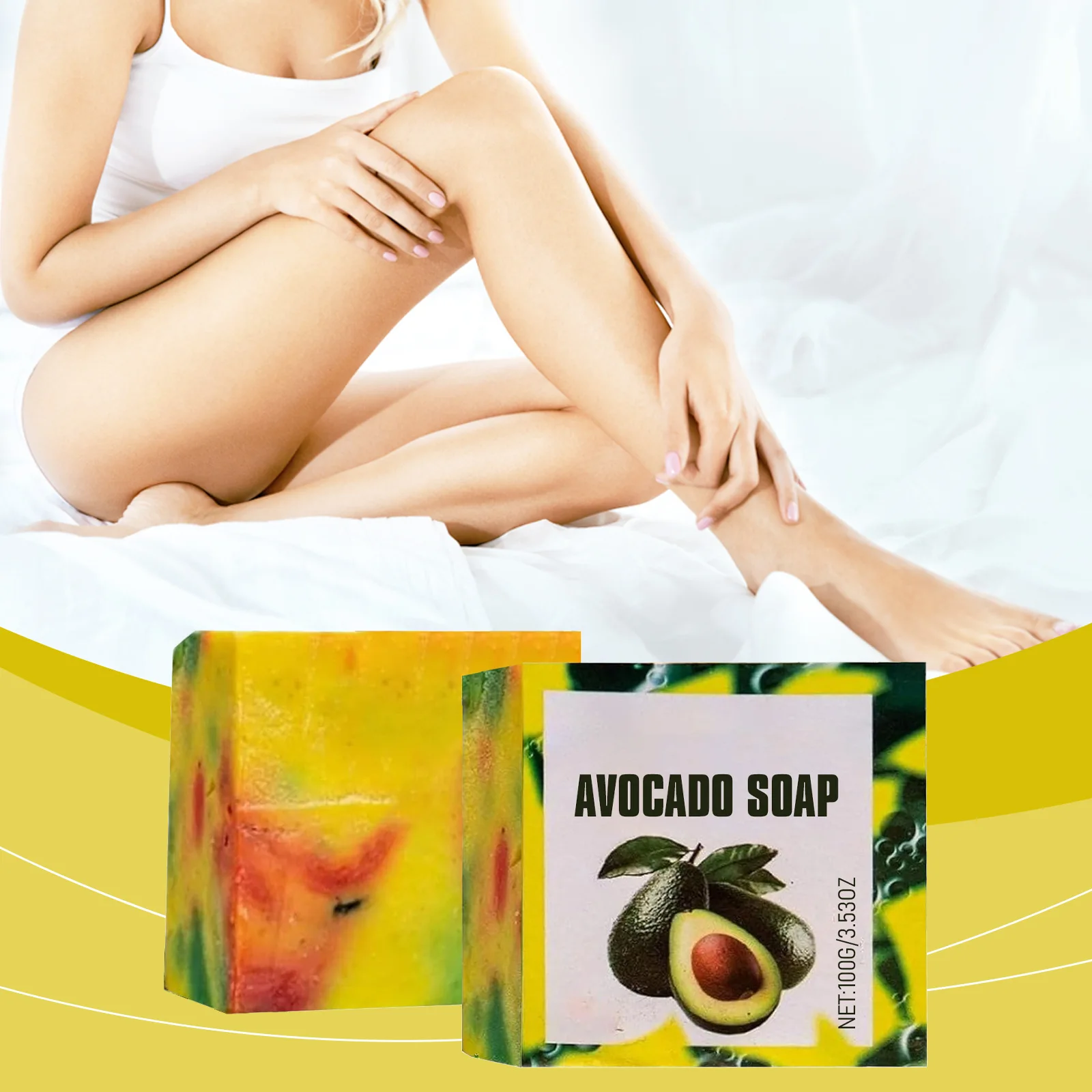 Barra de jabón de aguacate para limpiar los poros, Control de aceite, limpieza profunda, eliminador de suciedad corporal, jabón de baño hidratante suave y refrescante