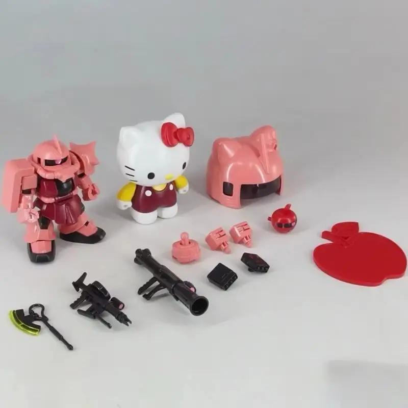 Anime Hellokitty MS-05 ZakuII SD Modello di assemblaggio Statua Decorazione Gatto KT Set Giunti mobili Robot Mecha Kit Modelli Giocattoli Regali