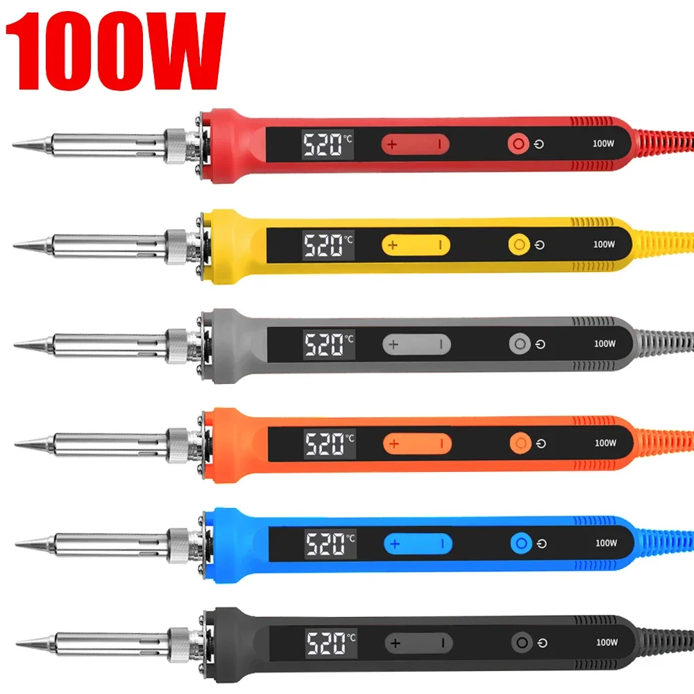 

100W Electric Soldering Iron LCD Welding Tool Adjustable Temperature Ceramic Heater Soldering Iron Head Pencil Tips Repair Tools