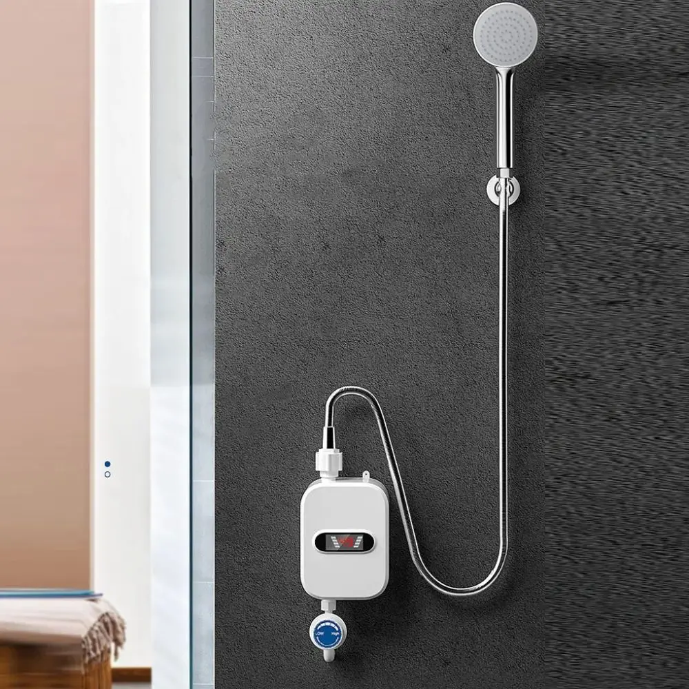

LCD Temperature Display Instant Electric Water Heater Waterproof Quick Heating Instant Hot Water Heater Mini Size 3500 W Power