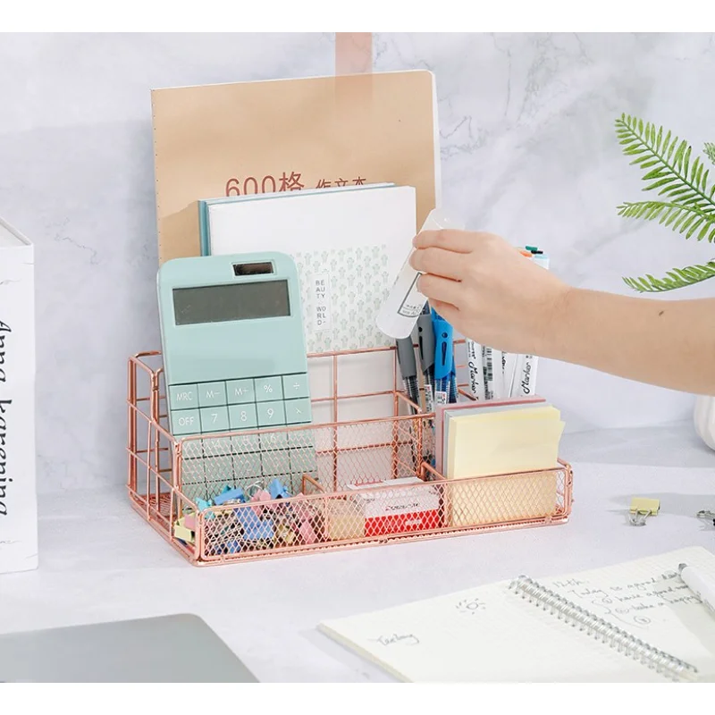 منظم ملفات سطح المكتب المعدني الفاخر من Nordic - مستلزمات مكتبية متعددة الأغراض للقرطاسية ومستحضرات التجميل والمستندات - أنيق و #5