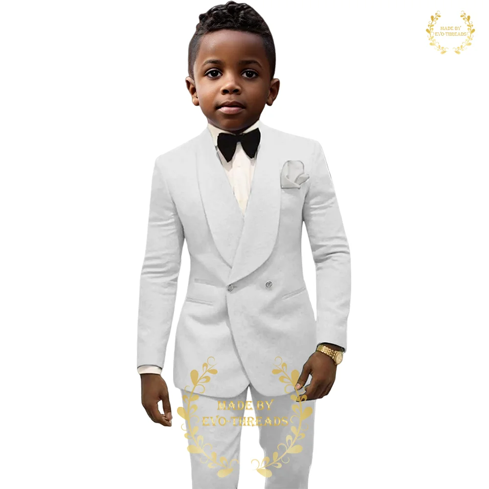 

Boys suit' white 2-piece set (floral jacket+pants) age 2~16 kids formal event wedding prom child gift, custom tuxedo