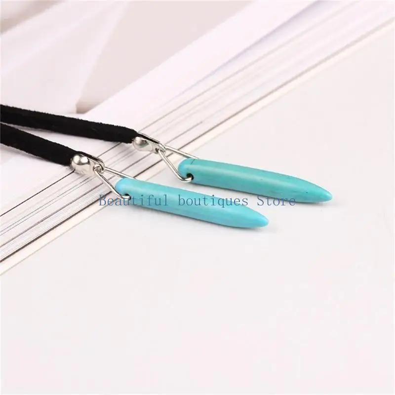 U4LF Fashion Choker Necklace Charm Long Rope Collar Black Brown Color Leather Velvets - view 3